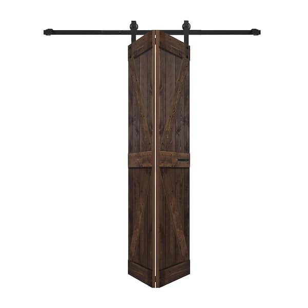 ISLIFE K Style 48in. x 84in.(24 in. x 84 in. x 2-Panels)Kona Coffee Solid Wood Bi-Fold Door With Hardware -Assembly Needed