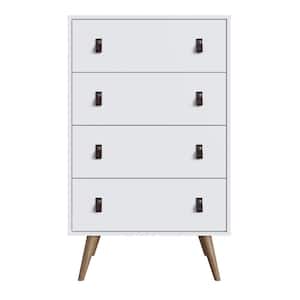 Amber 4-Drawer White Tall Dresser (44.6 in. H x 27.2 in. W x 17.9 in. D)