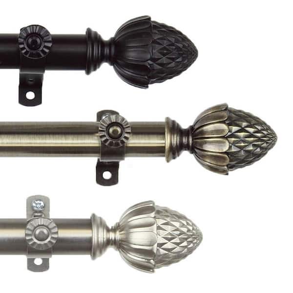 Rod Desyne 28 in. - 48 in. Telescoping Single Curtain Rod Kit in Satin Nickel with Acorn Finial