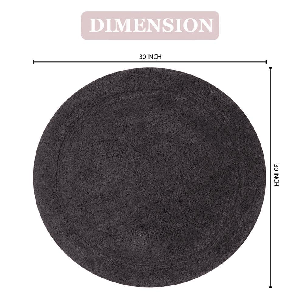 Waterford Luxury 30" Round Plush Gray Cotton Bath Rug