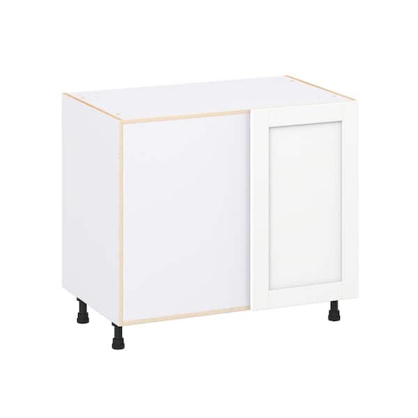 Milton 39 in. W x 24 in. D x 34.5 in. H Assembled Shaker Left Blind Corner Kitchen Cabinet in Bright White
