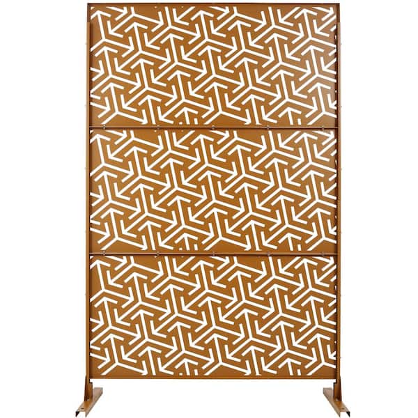 Sudzendf Outdoor and Indoor Freestanding Decorative Privacy Screen Metal Privacy Screen, Fence Panels in Brown