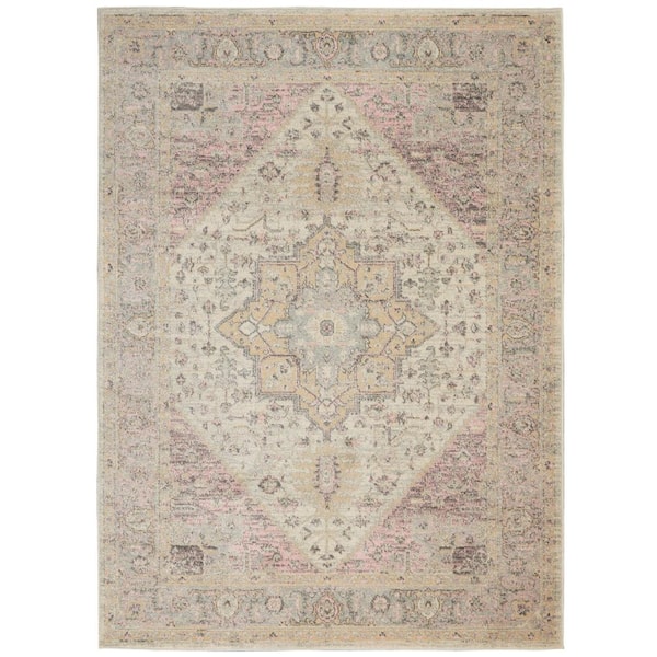 Nourison Tranquil Ivory/Pink 6 ft. x 9 ft. Persian Vintage Area Rug