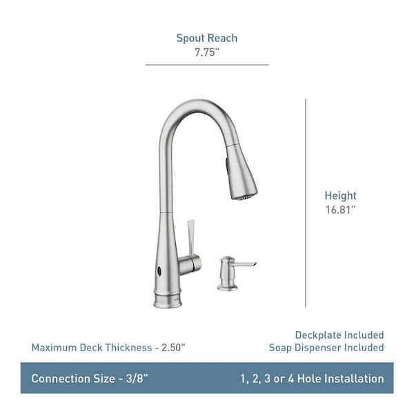 Moen Arbor Spot Resist Stainless 1-Handle Deck-Mount Pull-Down Touchless Kitchen Faucet (Deck Plate Included)