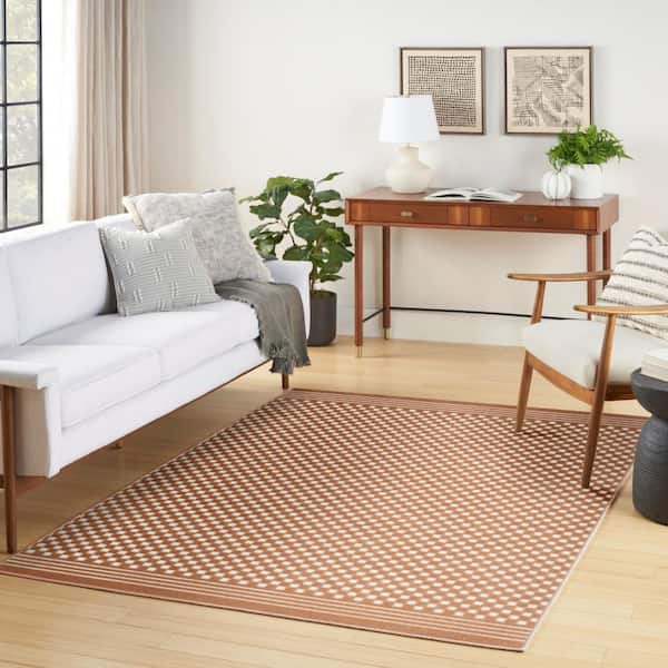 Casual Copper 7 ft. x 9 ft. Checker Contemporary Area Rug
