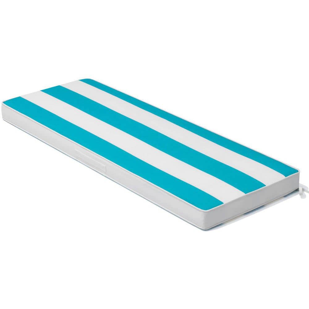 1-Piece 18.5 in. x 48 in. Rectangular Outdoor Bench Cushion in Blue and White price history on PriceWatchPro
