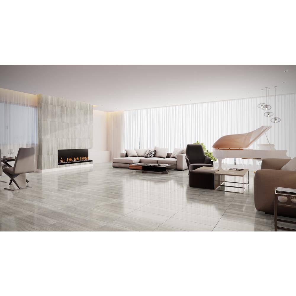 Large Gray Polished Porcelain Rectangular Floor and Wall Tile