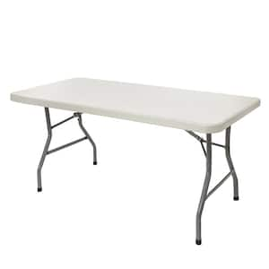 Baldwin Rectangle 60 in. Plastic Folding Banquet Table, Speckled Grey