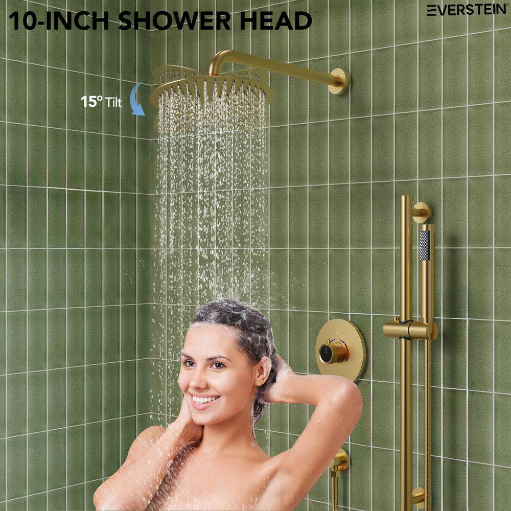 Brushed Gold 10" Rainfall Shower System with Handheld