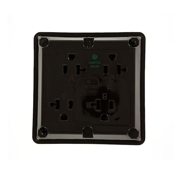 Leviton 20 Amp 125 V Hospital Grade Quadplex Outlet/Receptacle, Brown (1-Pack) 21254-H