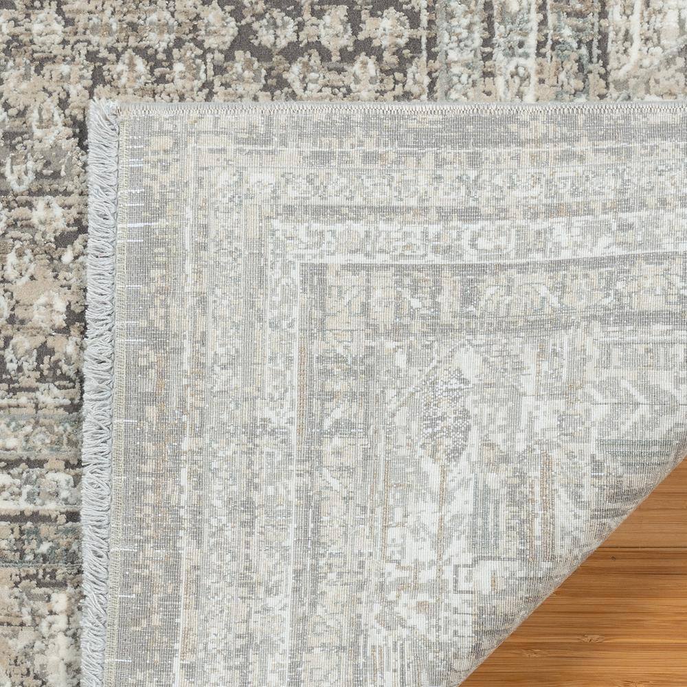 Gray and Taupe Viscose Acrylic Runner Rug with Fringe