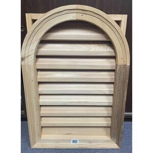 16 in. x 24 in. Arch Top Wood Built-in Screen Gable Louver Vent W/ Brickmould trim