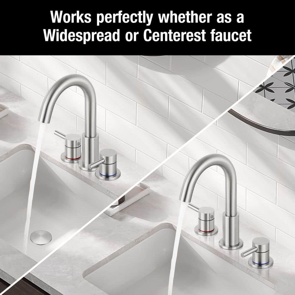 Brushed Nickel 8-Inch Widespread Double Handle Bathroom Faucet
