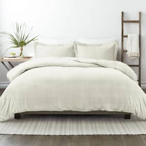 Shadow Grey + Antique White Stripe Linen Cotton Duvet - Magnolia