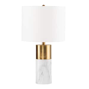 Merchland 25.50 in. Gold Table Lamp with White Shade
