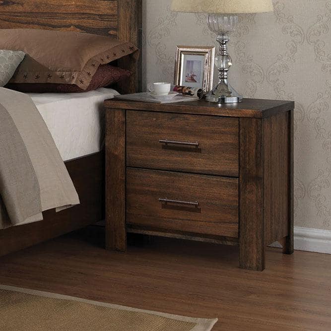 Merrilee Antique Brass 2-Drawer Oak Nightstand