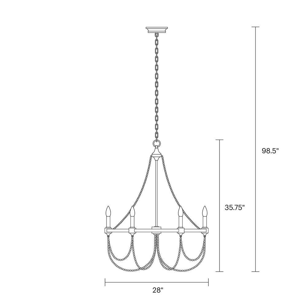 Beverly 28" French Washed Oak & Distressed White 6-Light Chandelier