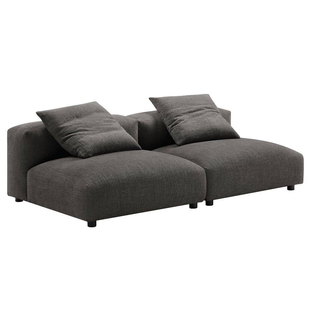 Solace 82.68 in. Armless Upholstered Fabric Modular Sectional Sofa in. Charcoal Gray