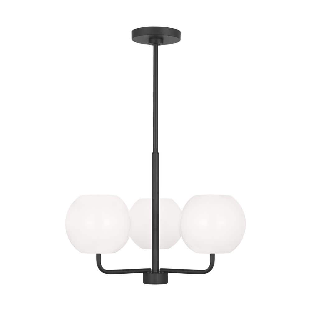 Rory Small 21 in. 3-Light Midnight Black Chandelier with Opal Glass Shades price history on PriceWatchPro