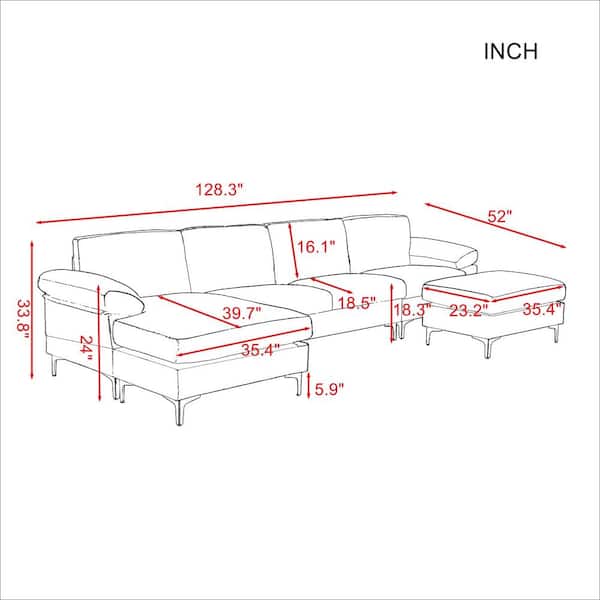 Standard L Shaped Sofa Dimensions | Baci Living Room