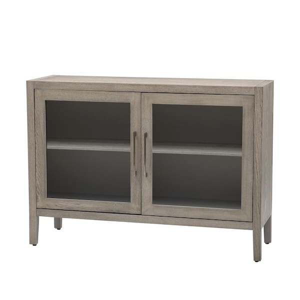 48 in. W x 15.7 in. D x 34.4 in. H Gray Linen Cabinet with Tempered ...