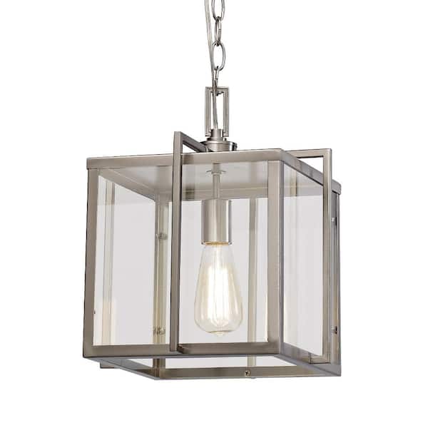Bel Air Lighting Eastwood II 12 in. 1-Light Brushed Nickel Mini Pendant Light Fixture with Clear Glass Shade