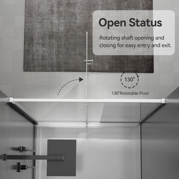 44 in. to 48 in. W x 71 in. H Pivot Semi-Frameless Shower Door in Brushed Nickel with Tempered Glass