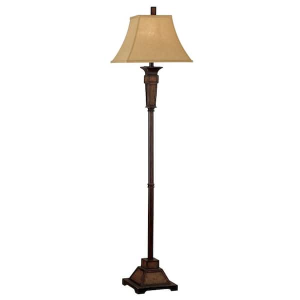 Kenroy Home Ellis 63 in. Weathered Teak Rattan Floor Lamp