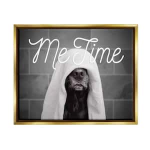 Me Time Pet Dog Bathroom Portrait by Adobe Stock Floater Frame Animal Wall Art Print 31 in. x 25 in.