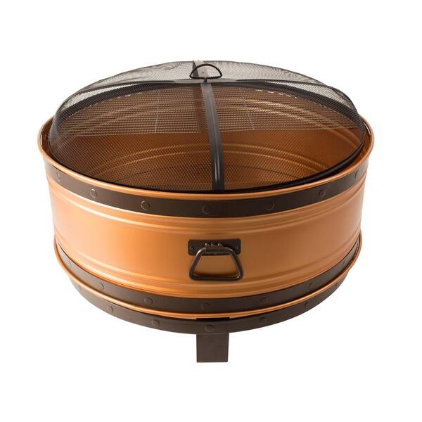 Pleasant Hearth Colossal Deep Bowl 36 in. x 27 in. Round Steel Wood Fire Pit in Copper