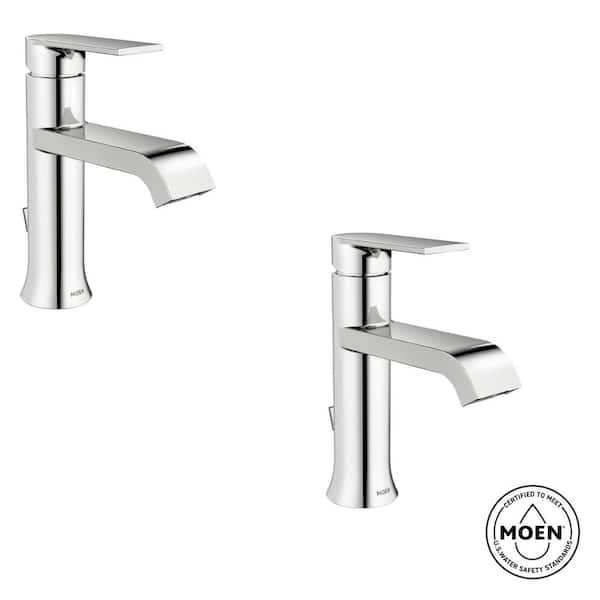 Genta Single Handle Single Hole Bathroom Faucet with Drain Kit Included in Polished Chrome (2-Pack)