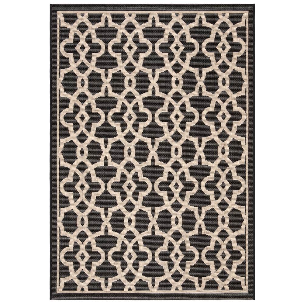 Courtyard Black/Beige 4 ft. x 6 ft. Border Indoor/Outdoor Patio  Area Rug price history on PriceWatchPro