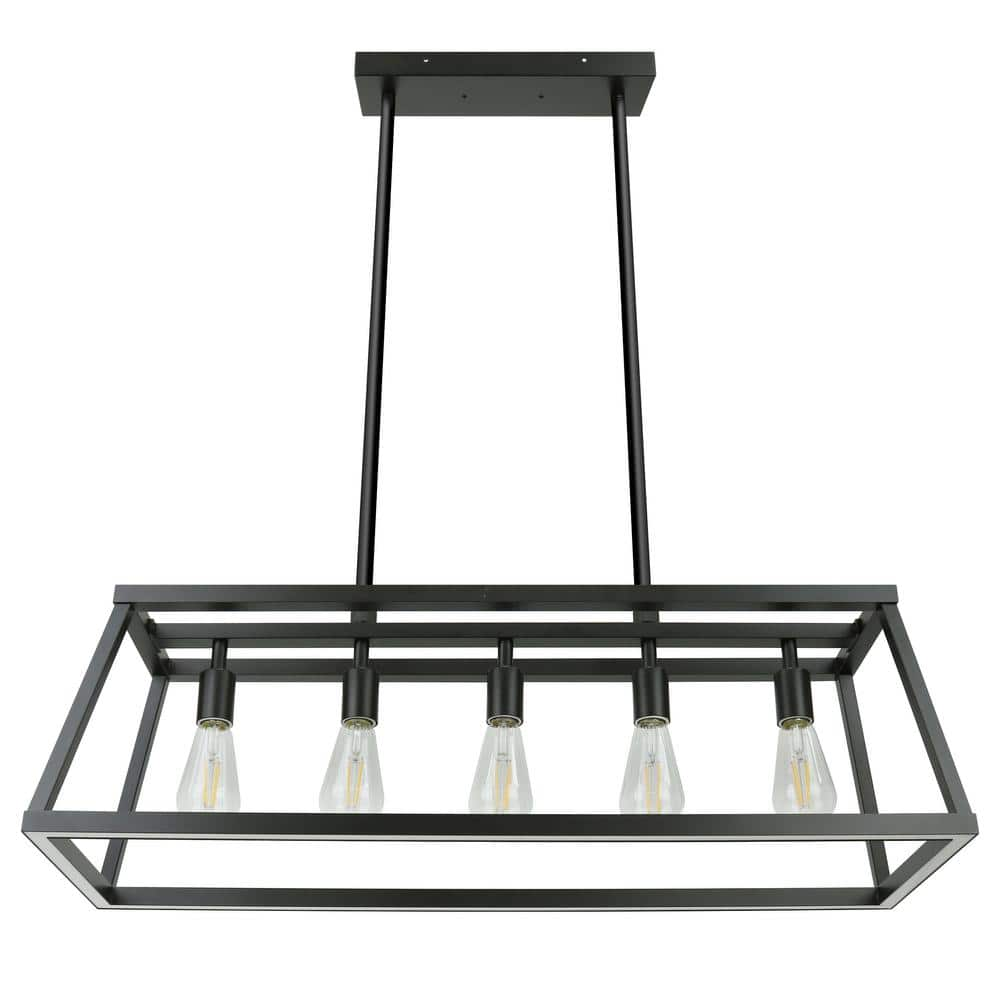 Katalyst 60-Watt 5-Light Matte Black Modern Adjustable CCT and 3-Light Modes Integrated LED Chandelier Light