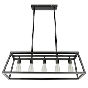 Katalyst 60-Watt 5-Light Matte Black Modern Adjustable CCT and 3-Light Modes Integrated LED Chandelier Light