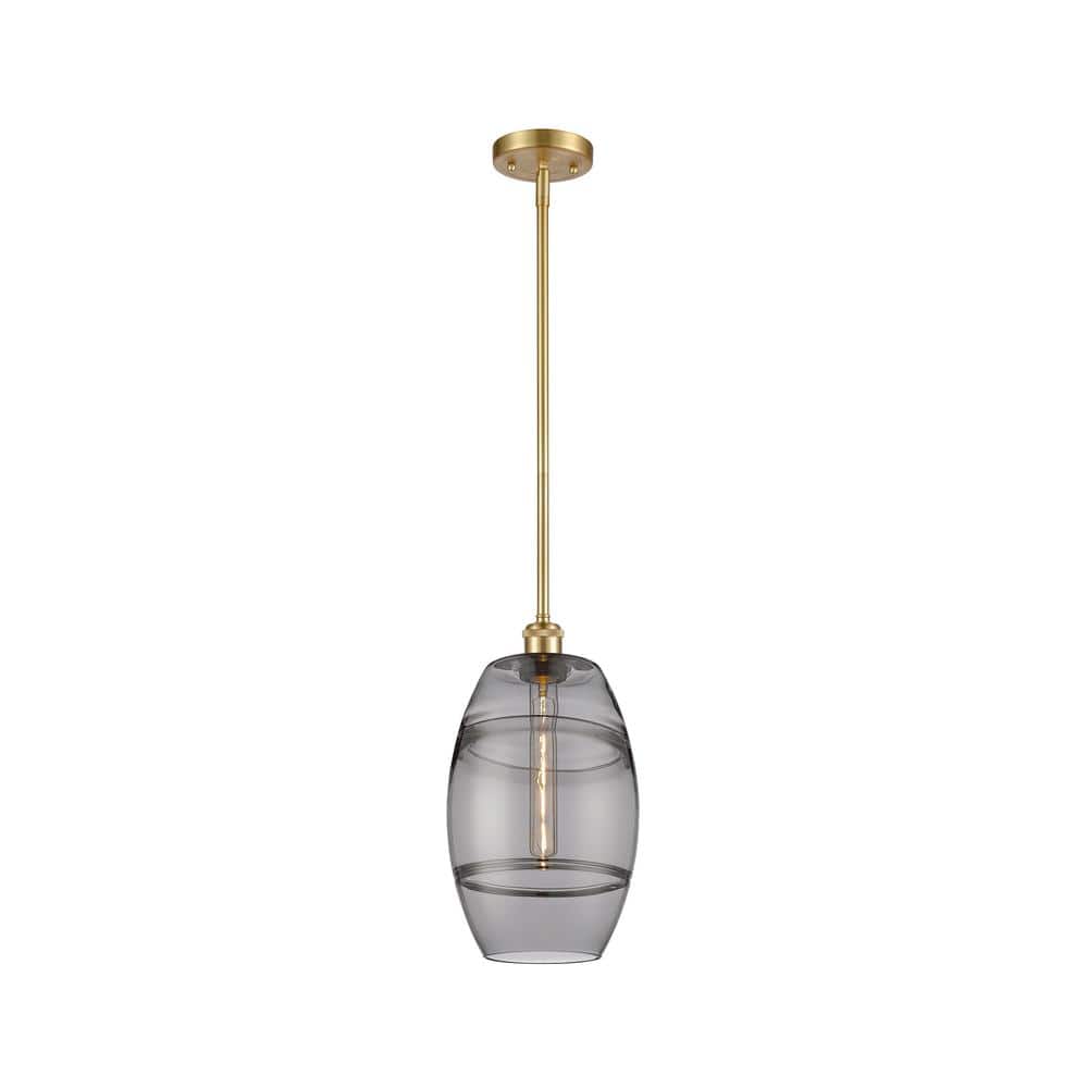 Vaz 100-Watt 1-Light Satin Gold Standard Mini Pendant Light with Painted Glass Shade, No Bulbs Included price history on PriceWatchPro