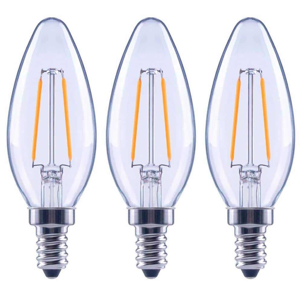 25-Watt Equivalent B11 Blunt Tip Dimmable E12 Candelabra Clear Glass LED Vintage Edison Light Bulb Bright White (3-Pack) price history on PriceWatchPro