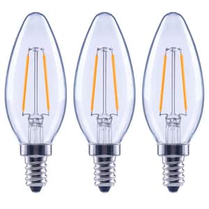 25-Watt Equivalent B11 Blunt Tip Dimmable E12 Candelabra Clear Glass LED Vintage Edison Light Bulb Bright White (3-Pack)