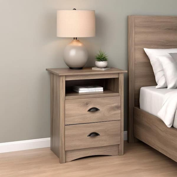 Prepac Salt Spring 2-Drawer Drifted Gray Nightstand