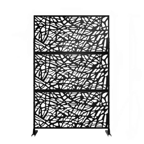TIRAMISUBEST Black 3.93 ft. W x 6.33 ft. H Galvanized steel Privacy Mesh Screening (Set of 3) (Pattern 3)