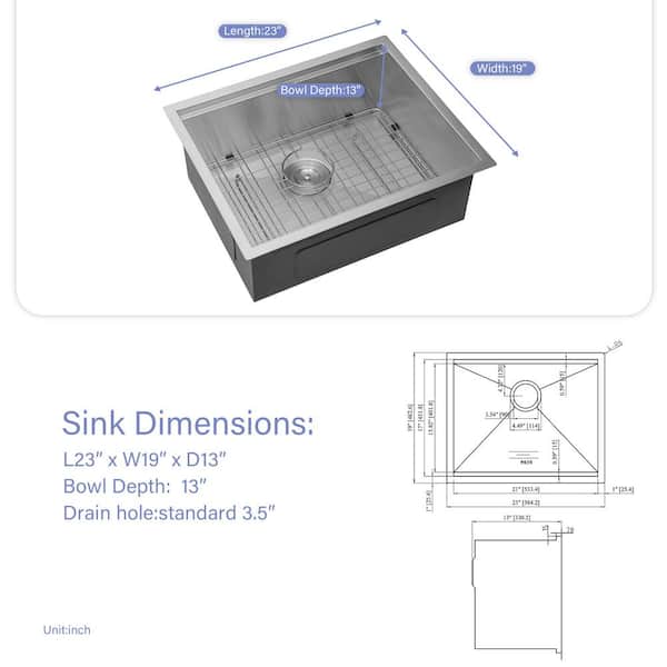 Sarlai 16-Gauge Stainless Steel 23-Inch Undermount Workstation Sink with Accessories