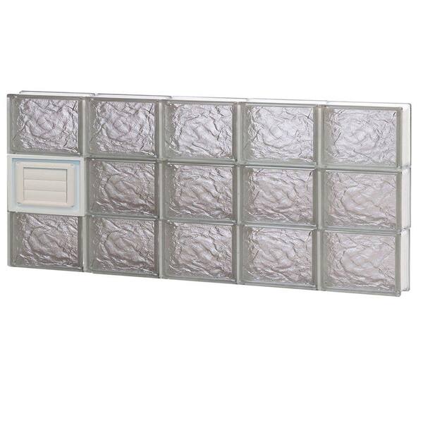 Clearly Secure 38.75 in. x 17.25 in. x 3.125 in. Frameless Ice Pattern Glass Block Window with Dryer Vent