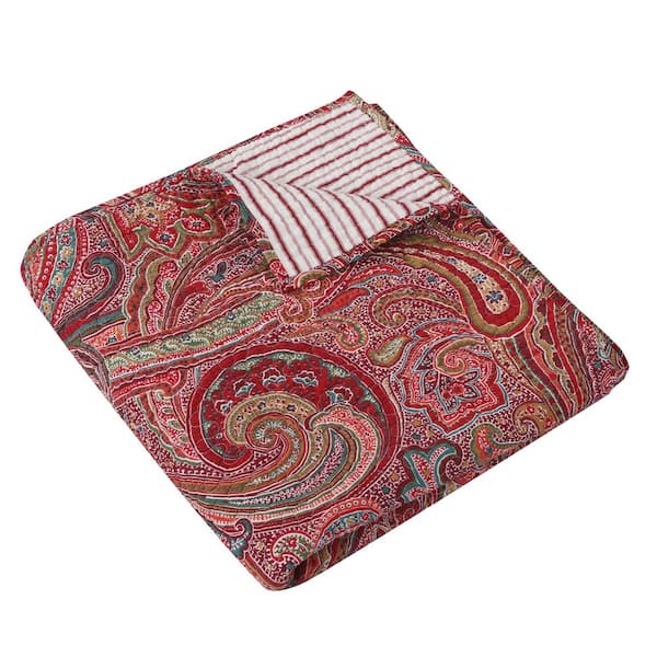 LEVTEX HOME Spruce Red Paisley Quilted Cotton Throw Blanket