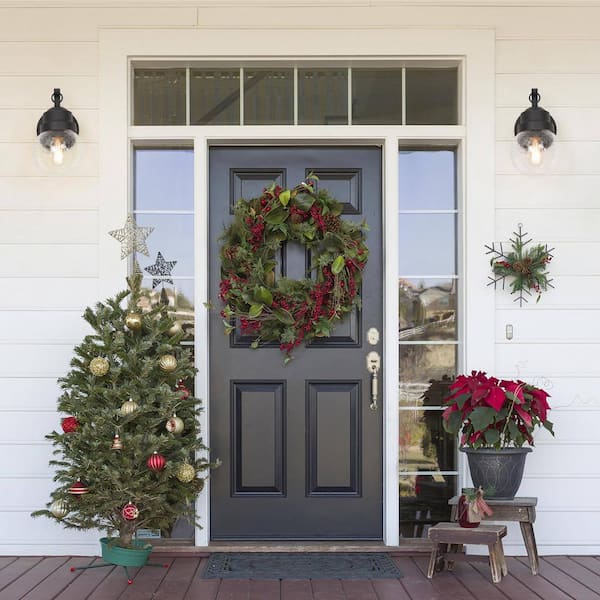 Greet 1-Light Matte Black Barn Light Outdoor Sconce with Clear Seeded Glass Shade