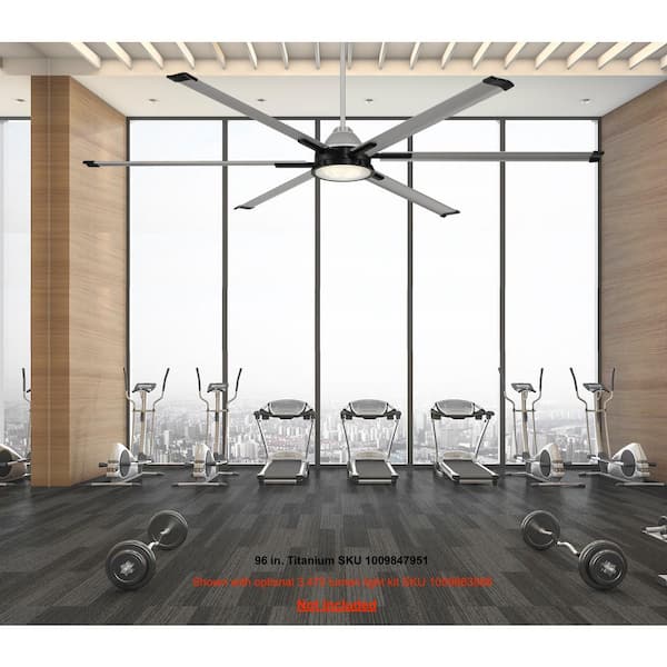 High Velocity 8 ft. Indoor/Outdoor Matte Black Ceiling Fan with Wall Control Included