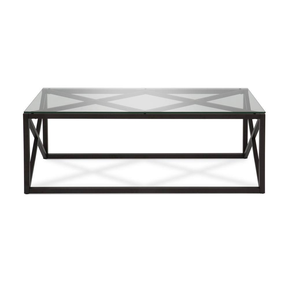 Evelyn Mid-Century Blackened Bronze 46" Glass Coffee Table