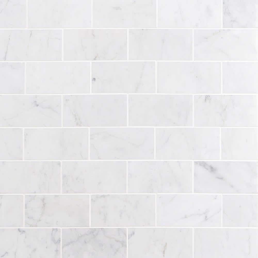 White Carrara Polished Marble Subway Tile for Floor & Wall