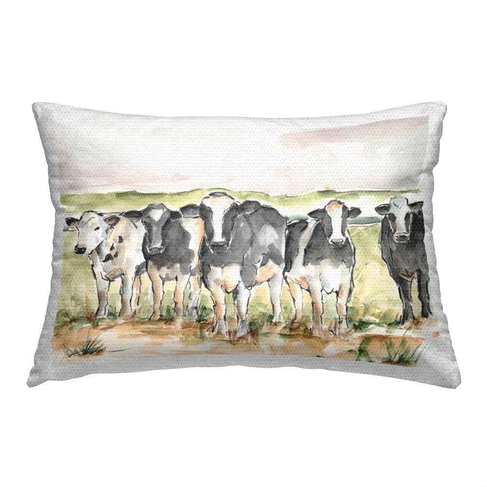 Cows in Pasture Landscape Black Rectangular Outdoor Throw Pillow price history on PriceWatchPro