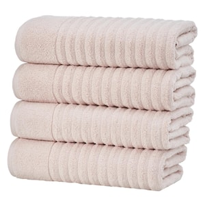 Pink Combed Cotton Absorbent Textured 4-Piece Bath Towel Set