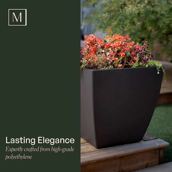 Mayne Kobi 24 in. x 24 in. Black Polyethylene Self-Watering