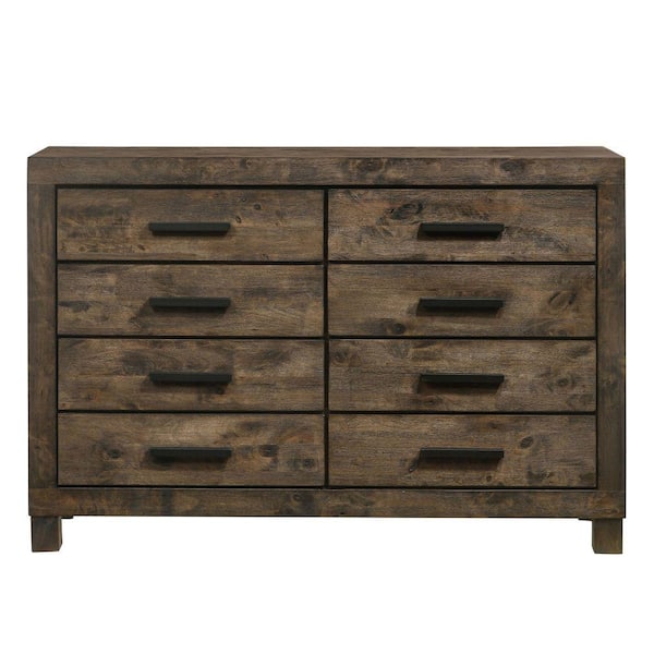 Benjara 57.5 in. Brown 8-Drawer Wooden Dresser Without Mirror